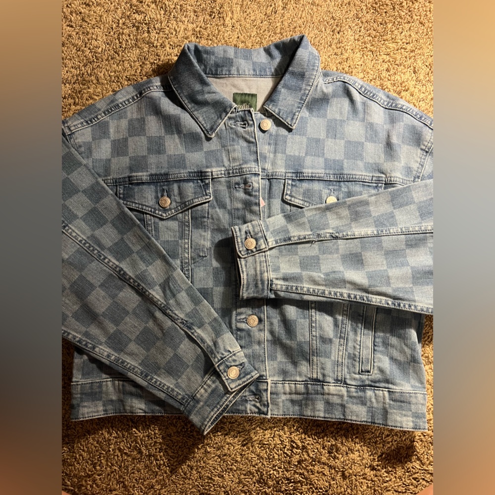 wild fable checkered jean jacket